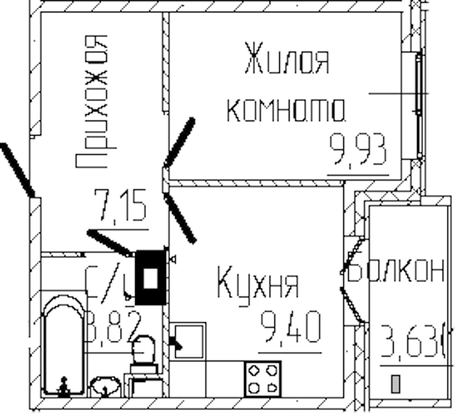 1-комнатная квартира 31.39 м², 3/8 эт., ЖК «SERTOLOVO PARK»
